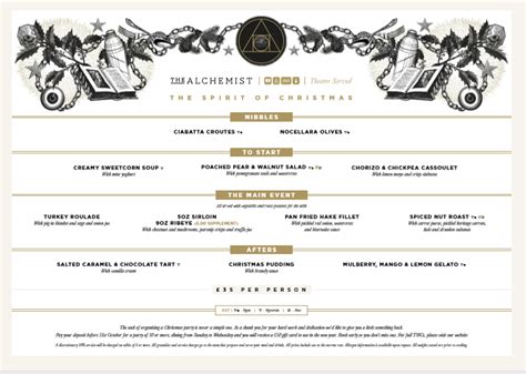 the alchemist christmas menu.